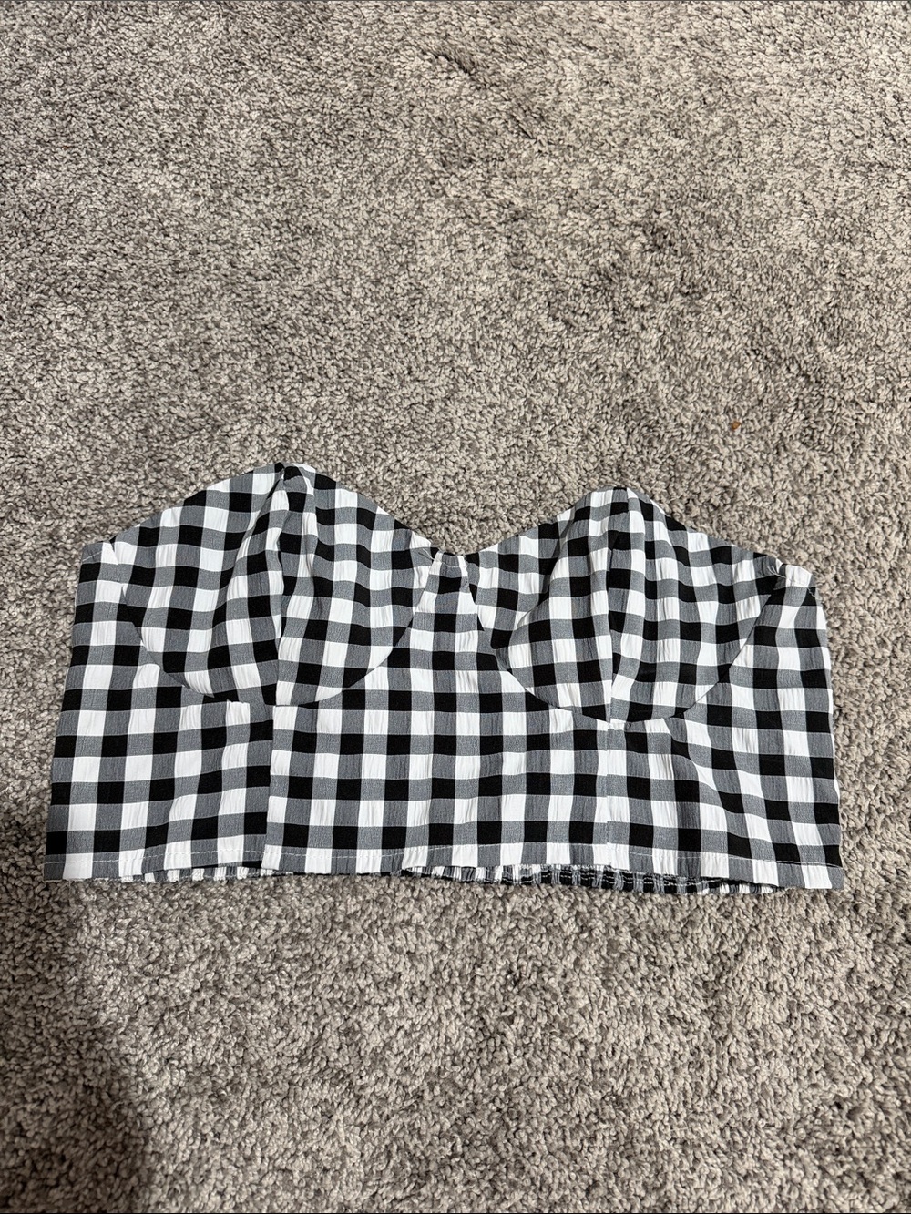 Black and White Gingham Strapless top